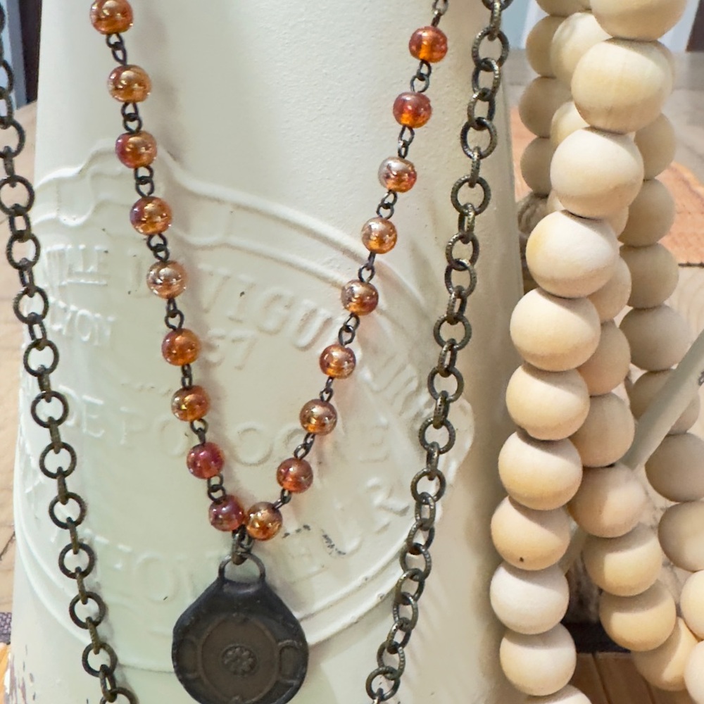 Vintage Style Beaded Necklace with Pendant